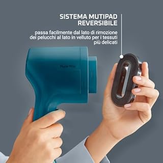 Rowenta Pure Pop, Ferro da Stiro Verticale Portatile a Vapore, Utile per Stirare e Igienizzare i Tuoi Capi, con Sistema Reversibile Levapelucchi, Riscaldamento Rapido, Potenza 1300W, Colore Blu,DR2020