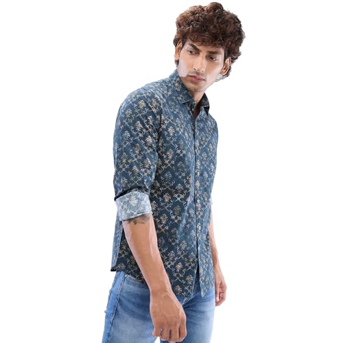 Image of Spykar Men's Slim Fit N /A Full Sleeve Printed Casual Shirts