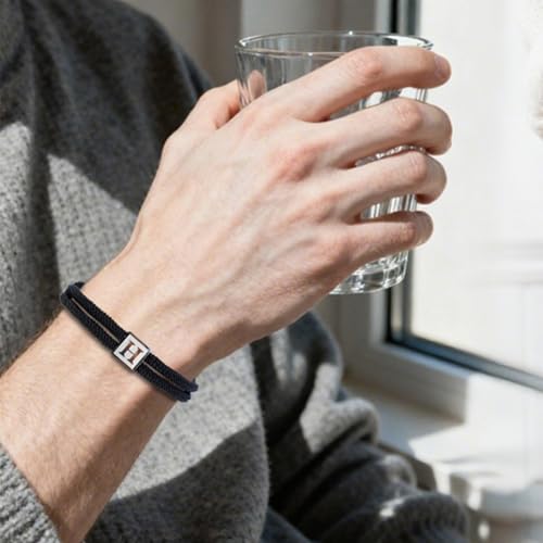 Pulsera inicial de cuerda para hombre acero inoxidable miniatura 6
