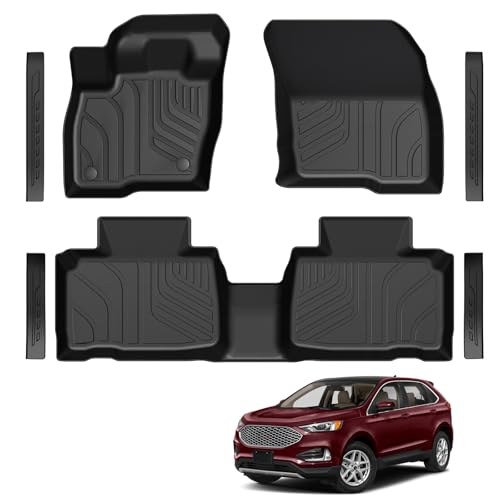 Lumway Floor Mats for Ford Edge 2015-2024 2025 2026 TPE All Weather Durable Floor Liners 1st & 2nd Row Door Sill Guards for Ford Edge SE SEL Titanium Sport STLine ST Accessories