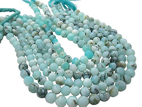 Perles en opale bleue du Pérou de LKBEADS en fil de 33cm pour la création fine