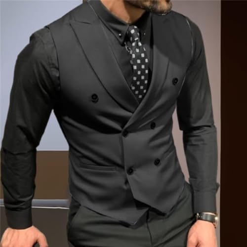 Mens Suit Vest Double Breasted Business Vest Slim Fit Prom Formal Waistcoat Vests for Wedding4