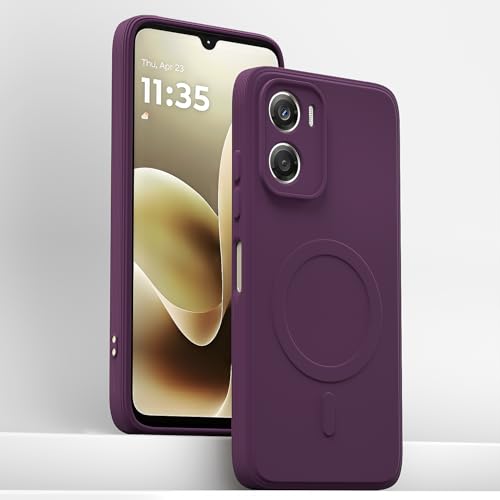 Image of Outlouders Back Cover for Motorola Moto G06 Power Soft Matte Silicone Cover with Slim Fit | Mag-Safe Logo (Not Mag-Safe Compatible) | Shockproof | Camera Protection Bumper Case (Purple)