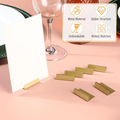Image of 30 Pcs Place Card Holders Gold Table Card Holder Table Number Stands Antique Small Signs for Display Price Tags Food Signs Reception Party Photo Wedding Favor(Matte Finish)