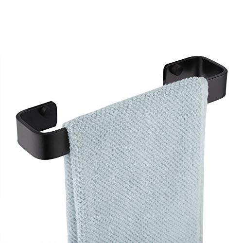 KES Toallero de Baño 25CM Cuadrado sin Taladro Toallero de Aluminio para baño Toallero a Prueba de Herrumbre Soporte para Pared Acabado en Negro, A4300S25DG-BK