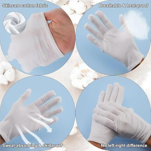 Guantes blancos para trabajadores de inspección textil suave de dedo completo 6