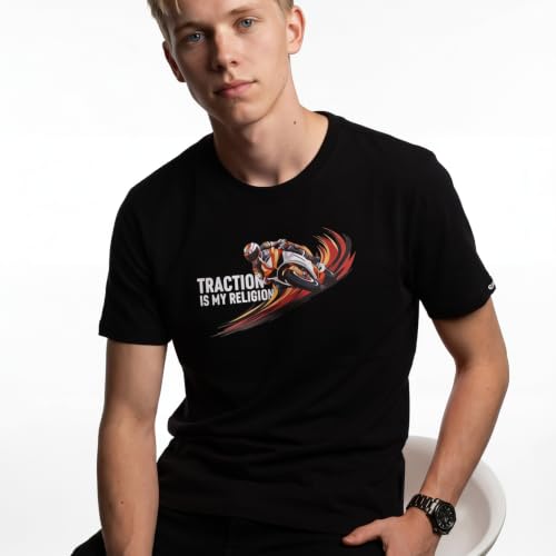 Image of Men's Round Neck Graphic Printed T-Shirt, Red | Premium Cotton Casual Riding Tee | Comfortable Regular Fit Crew Neck for Bikers & Everyday Wear