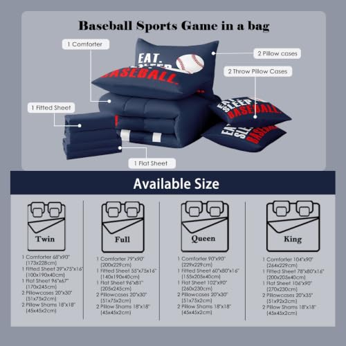 Image of Feelyou Baseball Comforter Set Full Size 7 Piece for Boys Girls Women Men