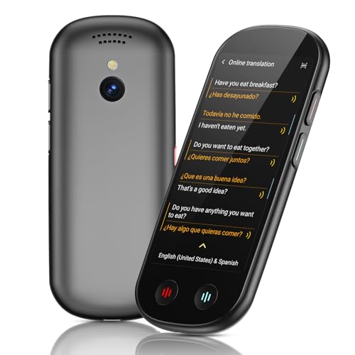 Sprachübersetzer Gerät Übersetzungsgerät mit Sprachausgabe Translator Übersetzer Echtzeit 150 Sprachen und Akzente mit WiFi/Offline/Foto Unterstützung für Reisen Lernen und Business Black