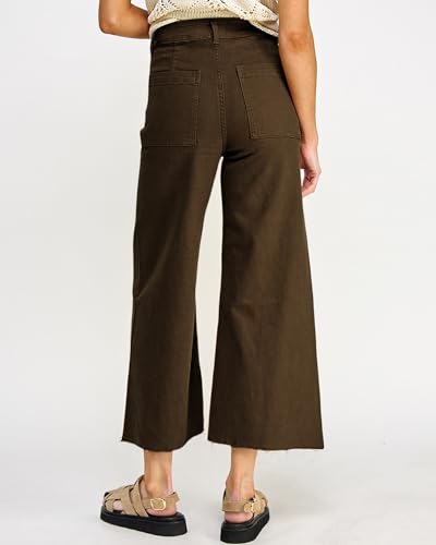 Women's High Waisted Wide Leg Jeans 9 Points Length Baggy Casual Stretch Denim Pants3