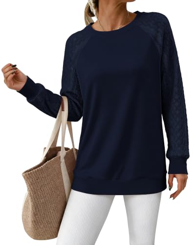 Image of Bluetime Women's Long Sleeve Sweatshirts Fall Crewneck Tunic Tops Casual