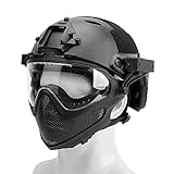 XISSG Pj Taktischer Schneller Helm und Einstellbarer Airsoft Painball Voller Gesichtsschutz for Airsoft Paintball, Halloween, Rollenspiele, Kostümpartys und Filmrequisiten
