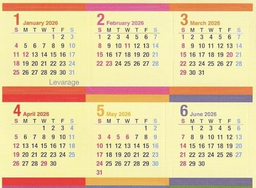 Levarage 2026�N�Łi1���`6���j �J�����_�[ �\���Ă͂����� �X�e�b�J�[ �\�蒼�����ł��� �V�[���J�����_�[ �䎆:�͂����T�C�Y �Ђƌ����Ƃɂ͂����܂� �ߘa���N �ߘa�W�N �㔼�� ���̉摜