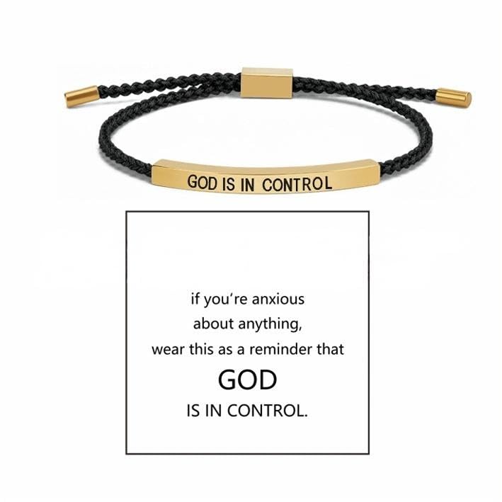 tenghong2021 God Is In Control Bracelets Inspirational Braided Adjustable Christian Faith Stainless Steel Bracelets for Women Couple Friends Christmas Encouragement Motivational Gifts Jewelry2