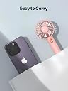 TOPK 1 Pack Mini Portable Handheld Fan, USB Rechargeable 3 Speed Personal Small Desk Fan with Base Lightweight Makeup Travel Beach Indoor Outdoor for Stylish Girl Women (Pink) gallery image
