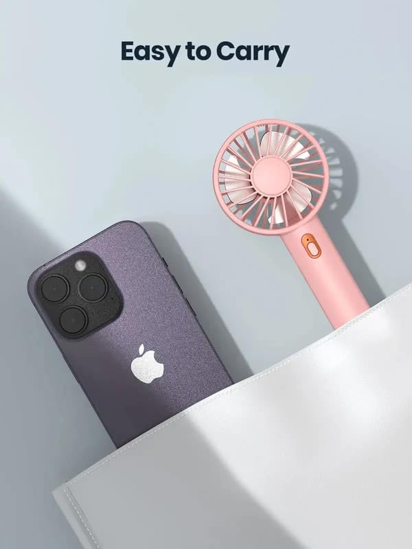 Image of TOPK 1 Pack Mini Portable Handheld Fan, USB Rechargeable 3 Speed Personal Small Desk Fan with Base Lightweight Makeup Travel Beach Indoor Outdoor for Stylish Girl Women (Pink)