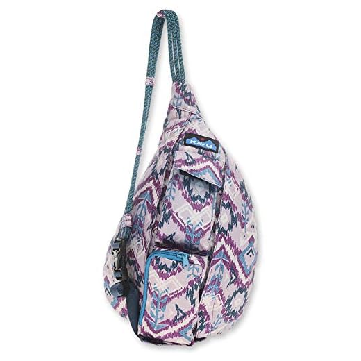 KAVU Mini Rope Sling Bag Polyester Crossbody Backpack - Purple Ikat