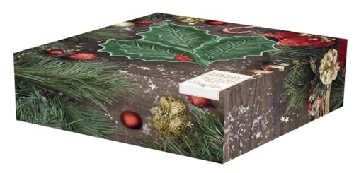 Easy Life Servierschale HOLLY & BERRIES 3 Fächer 20 x 20 cm aus Porzellan in Geschenkbox
