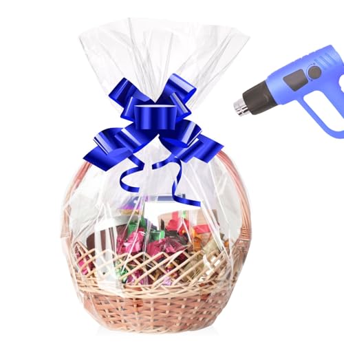 mioule Holiday Shrink Wrap Bags for Gift Baskets, 10Pcs 16x24 Inches Cellophane Heat Shrink Plastic Wrap Bags for Gift Baskets for Christmas, Valentines Day，Holiday, Easter, Birthday, Easter Presents