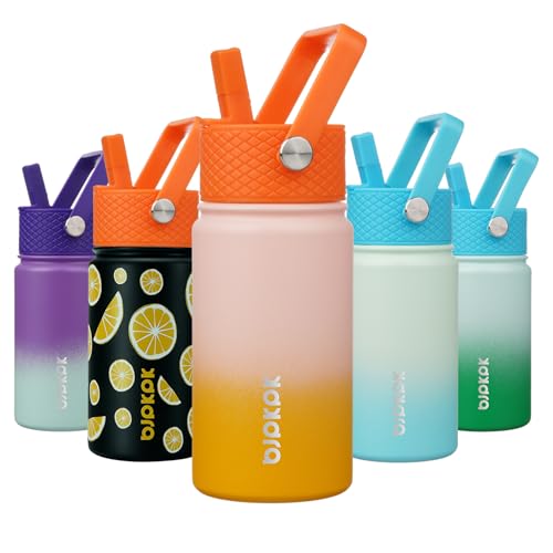 Image of BJPKPK Insulated Water Bottle, 15oz Stainless Steel with Straw Lid