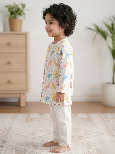 Image of POLKA TOTS Premium Cotton Night Wear for Boys & Girls | Traditional Kurta Pyjama Night Suit Set | Ultra-Soft & Breathable Nightwear for Toddlers & Baby | Kids Night Dress from Newborn to 8 Years