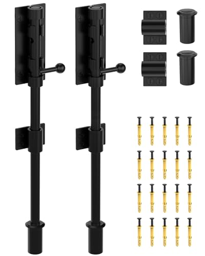 Image of 12 inch Barrel Bolt Latch, Heavy Duty Slide Bolt Gate Latch, 304 Stainless Steel Thickened Metal Gate Locks for Outdoor Fence, Shed, Wooden Gate, Barn, Patio, Courtyard (Black - 2pcs)