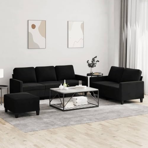 Brokky Juego de sofás con Cojines 3 Piezas Sofas de Salon sofá con Cojines Terciopelo Negro / 3201531