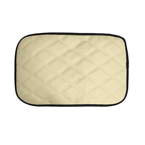 Image of FH Group Faux Leather Diamond Pattern Center Console Armrest Cushion, Luxury Seat Box Cover Protector fits Most Cars, SUVs, and Trucks Beige