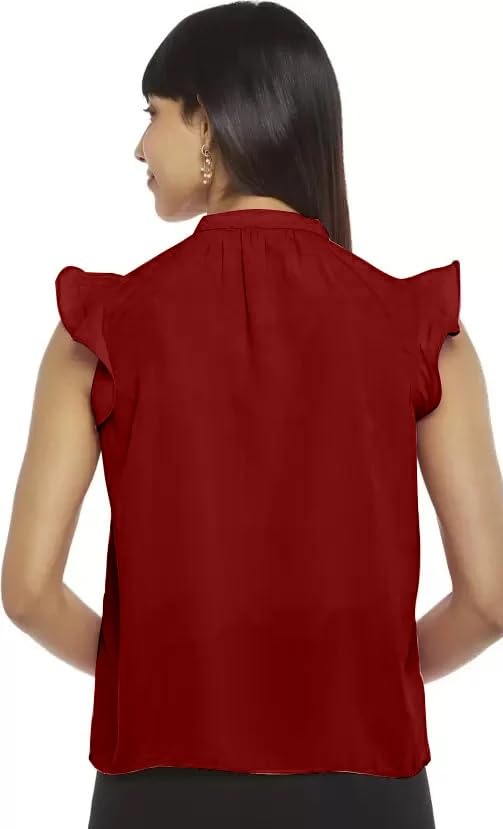 Image of Mehrang Women's Solid Ribbed Crop Tank Top Ribbed Tops for Women V-Neck 3 /4th Balloon Sleeves