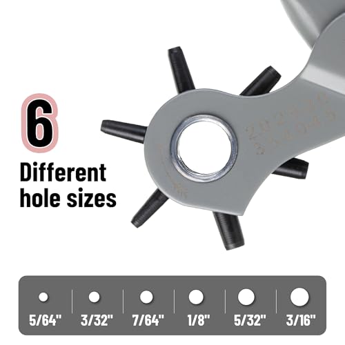 Image of UNCO- Leather Hole Punch Tool, Multi Hole Sizes for Belts and Leather, Belt Hole Puncher, Yellow Handle