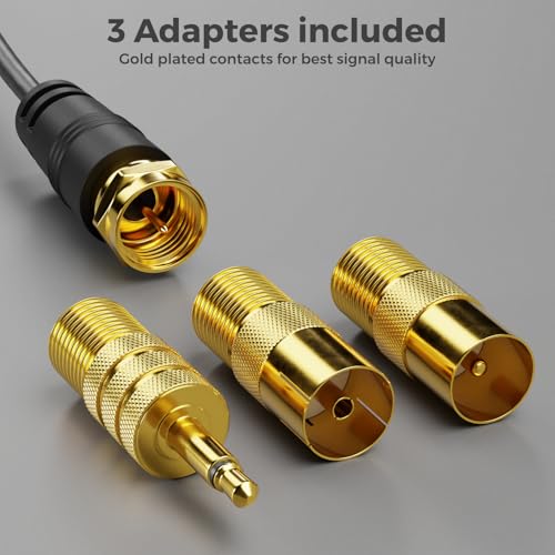 deleyCON Antena Radiowa DAB+ UKW FM do Zestawu Stereo W Zestawie Adapter - Antena Cyfrowa z Podstawą Magnetyczną Kabel 3,0m dla 75 Ohm - do Radia DAB FM Tuner Wzmacniacz Stereo, Amplituner AV, HiFi