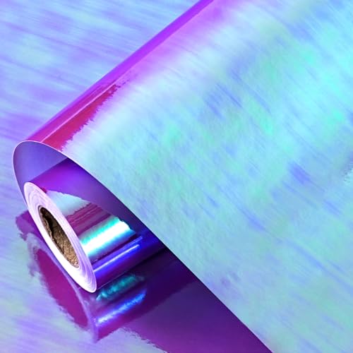 LeZakaa Purple Wrapping Paper Roll Holographic Iridescent Purple Gift Wrap for Nightmare Before Christmas Xmas Party Halloween Birthday Valentines Mothers Day Holiday 17 in x 32.8 Ft