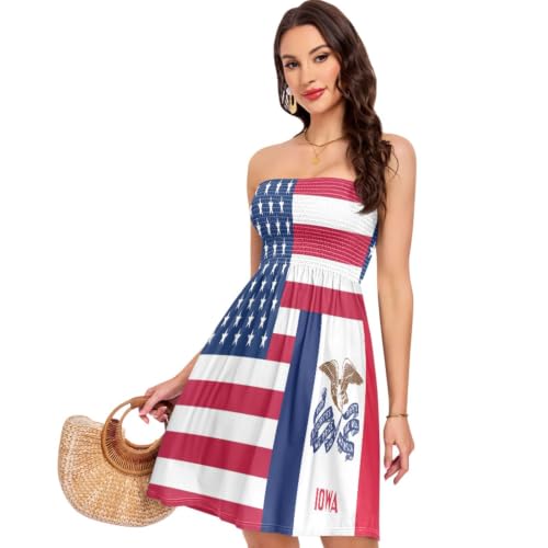 Robe d'été sans bretelles drapeau Iowa fini les frottements inconforts