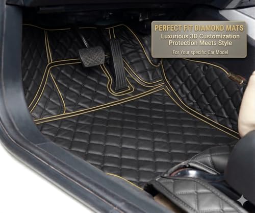 Image of Autofurnish Luxury 7D Car Mat Full Set for Mahindra XUV700 (6 Seater) 2024 || Luxury Leather Dual-Stitch Full Set 7D Car Floor Mat || 100% Waterproof || Color : Black Black