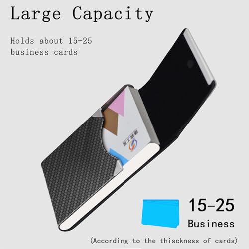 Business Card Holder with Ultra Slim Design,Business Card Case with Premium PU Leather, Suit Pocket Metal Card Holder for Women/Men,Professional Name Card Holder with Magnetic Shut (Black 1)