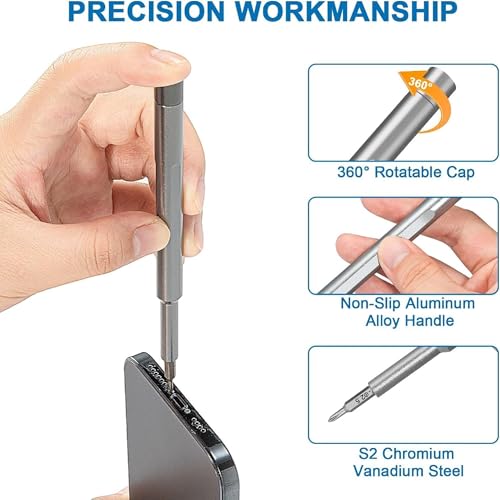 Image of DEVER 24-in-1 Precision Screwdriver Set with Magnetic Handle & Interchangeable Bits | Compact Portable Repair Tool Kit with Storage Case for Electronics, Mobile, PC, Watch, Home & Auto Repair-Black