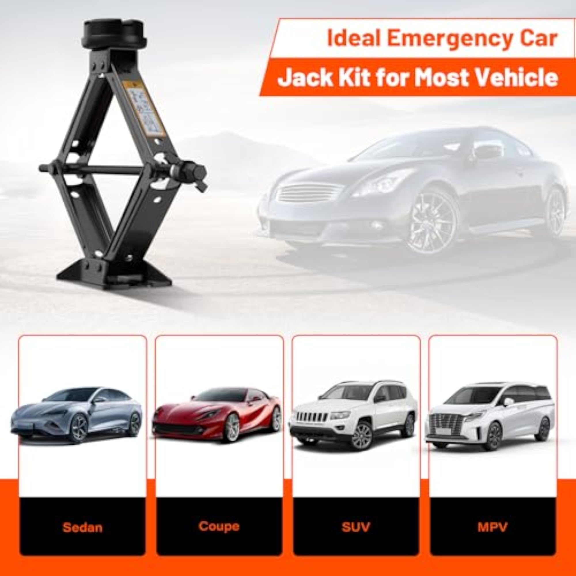 2.5 Ton Universal Scissor Jack with Rubber Pad
