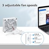 aceyoon Wentylator USB 80 mm 5 V z 3 regulowanymi prędkościami L/M/H, wentylator USB do laptopa, obudowy TV, PS4, PS5, routera, biały