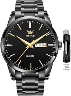 OLEVS Watches for Men Business Dress Diamond Analog Quartz Big Face Luxury Classic Stainless Steel Waterproof Luminous Two Tone Wristwatch