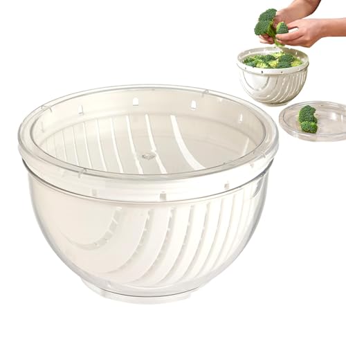 Kochsalat Chopper Bowl | Multifunktionaler Sallad-Waschmaschine | 360 ° rotierendes Saldschneidemutscholfen | -One-Küchen-Colander-Seg