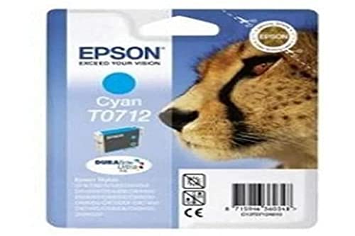 Epson T0712 Guépard Cyan, Cartouche d'encre d'origine, D78 D120 DX4000 DX5000 DX6000 DX7400 DX8400 DX9400F S20 S21 SX100 SX105 SX110 SX200 SX210 SX215 SX400 SX410 SX510W SX600FW BX300F B40W BX600FW