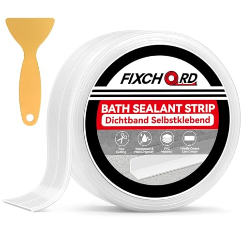 FIXCHORD Cinta Selladora Impermeable, 1 Rollos Cinta Baño Selladora, Transparente Cinta de Sellado Impermeable Autoadhesiva, cinta selladora baño para Bañera, Ventana, Fregadero de Cocina 3.2m*38mm