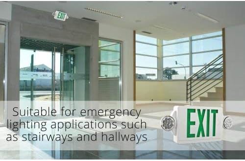 Vista 3 de Lithonia Lighting LHQM LED G HO M6 - Combo de luz de emergencia y salida LED de 2 cabezales, letras verdes y respaldo de batería de alto rendimiento