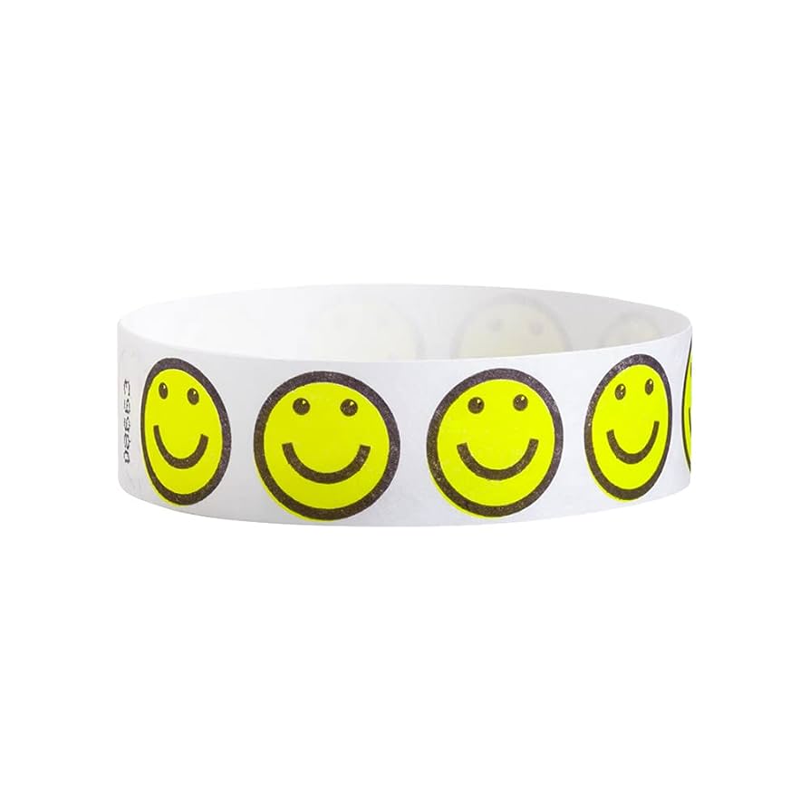Amazon.com : 500 WristCo Smiley Face Tyvek Wristbands for