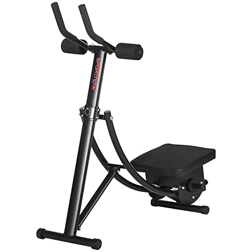 SPORTNOW Appareil à abdominaux Ab crunch fitness pliable charge max. 120 Kg - 105 x 45 x 110 cm noir Cover