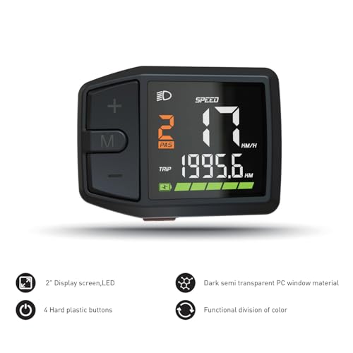 Electric Speed Meter Panel with LED Display, DC 24V 36V 48V IP65 Water Resistant, for Mid Drive Motor
