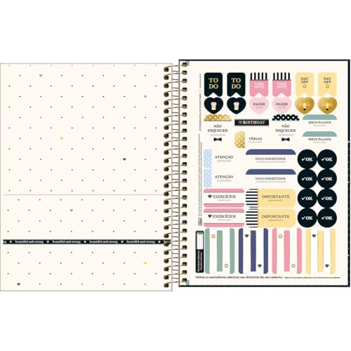 Tilibra - Caderno Espiral Capa Dura Colegial 1 Matéria West Village 80 Folhas - Listras Grossas Bege