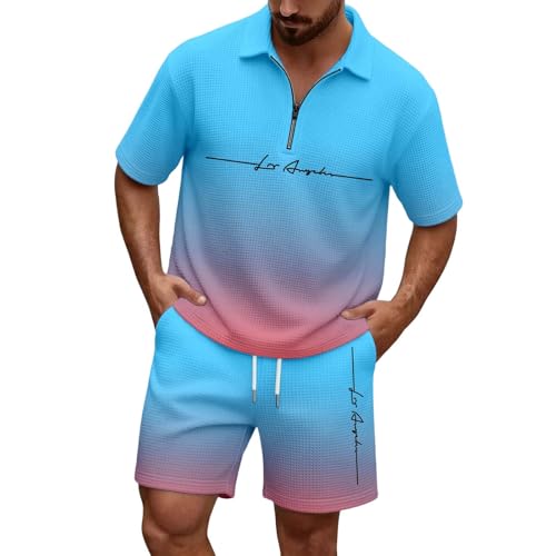 Chándal para hombre de 2 piezas con camiseta y pantalón corto cómodo