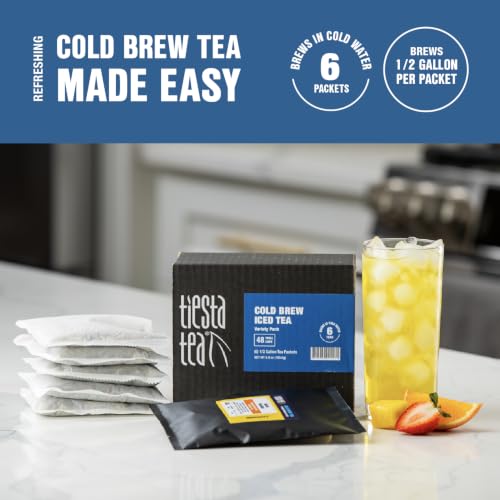 Image of Tiesta Tea - 6-Pack Cold Brew Variety, Loose Leaf, Medium to Non-Caffeinated, Assorted Tea Sample Set, Cold Brew Packets, Each Makes a 64oz Pitcher (Pack of 6)