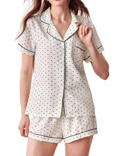 Image of Verdusa Pajamas For Women Set 2 Piece Summer Pajama Sets Cute Pjs Lounge Matching Button Shirt with Shorts